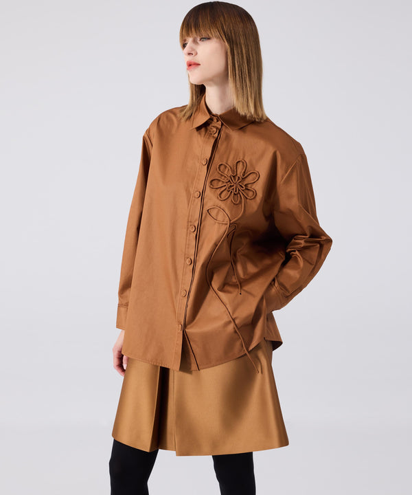 Machka Flower Applique Shirt Jacket Bronze