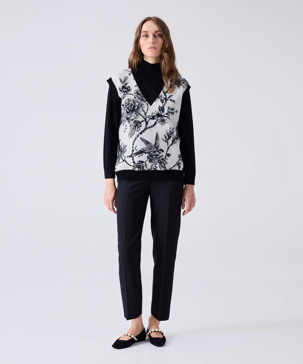 Machka Floral Jacquard And Embroidered Sweater Black