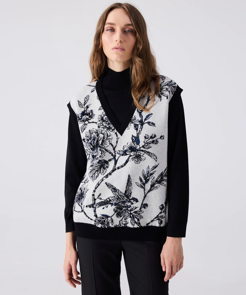 Machka Floral Jacquard And Embroidered Sweater Black