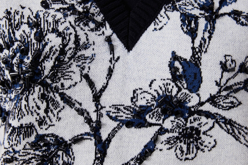 Machka Floral Jacquard And Embroidered Sweater Black