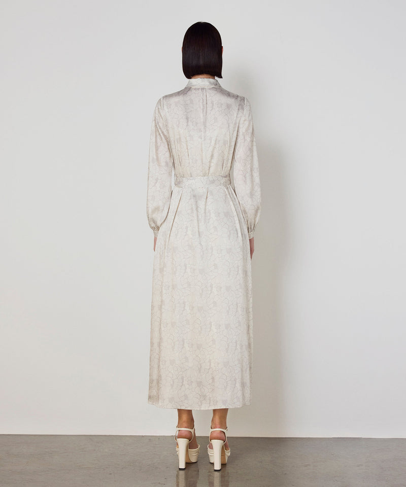 Machka Floral Print Shirt Dress Beige