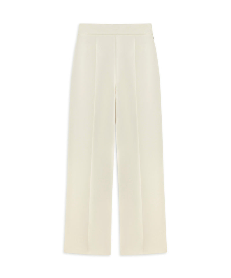 Machka Crepe Wide-Leg Trousers Ecru
