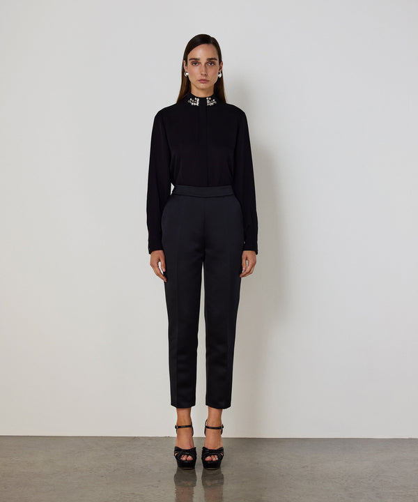 Machka Cigarette Fit Trousers With Crease Black