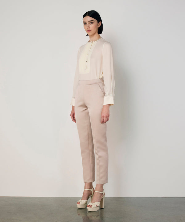 Machka Cigarette Fit Trousers With Crease Champagne