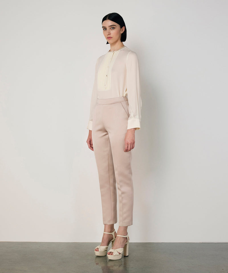 Machka Cigarette Fit Trousers With Crease Champagne