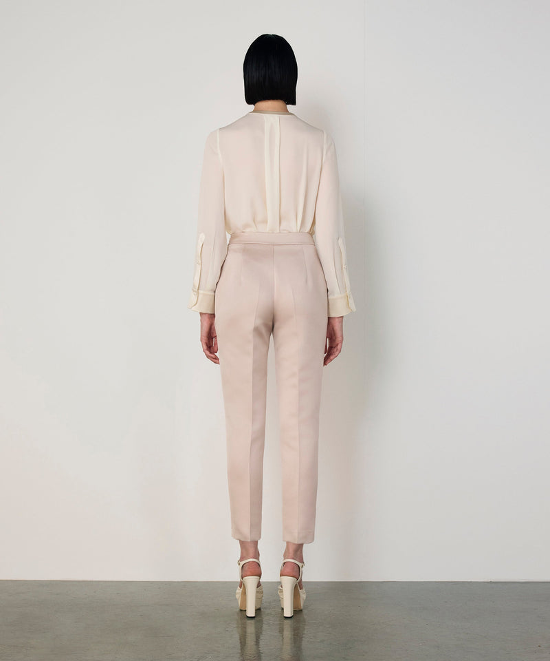 Machka Cigarette Fit Trousers With Crease Champagne