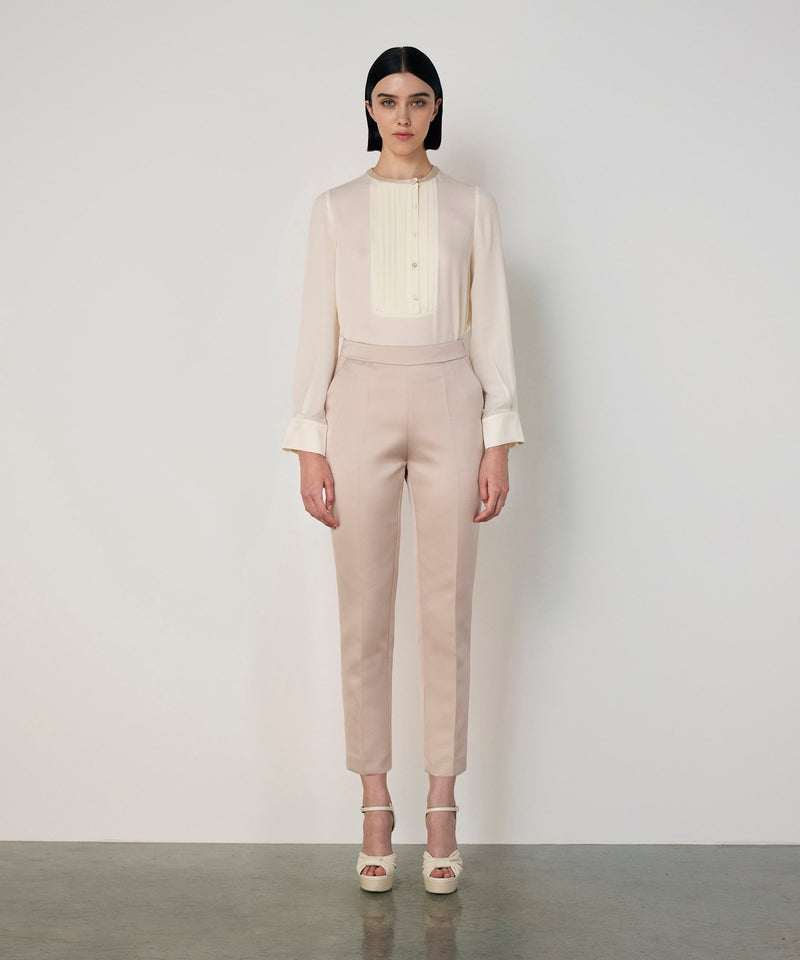 Machka Cigarette Fit Trousers With Crease Champagne