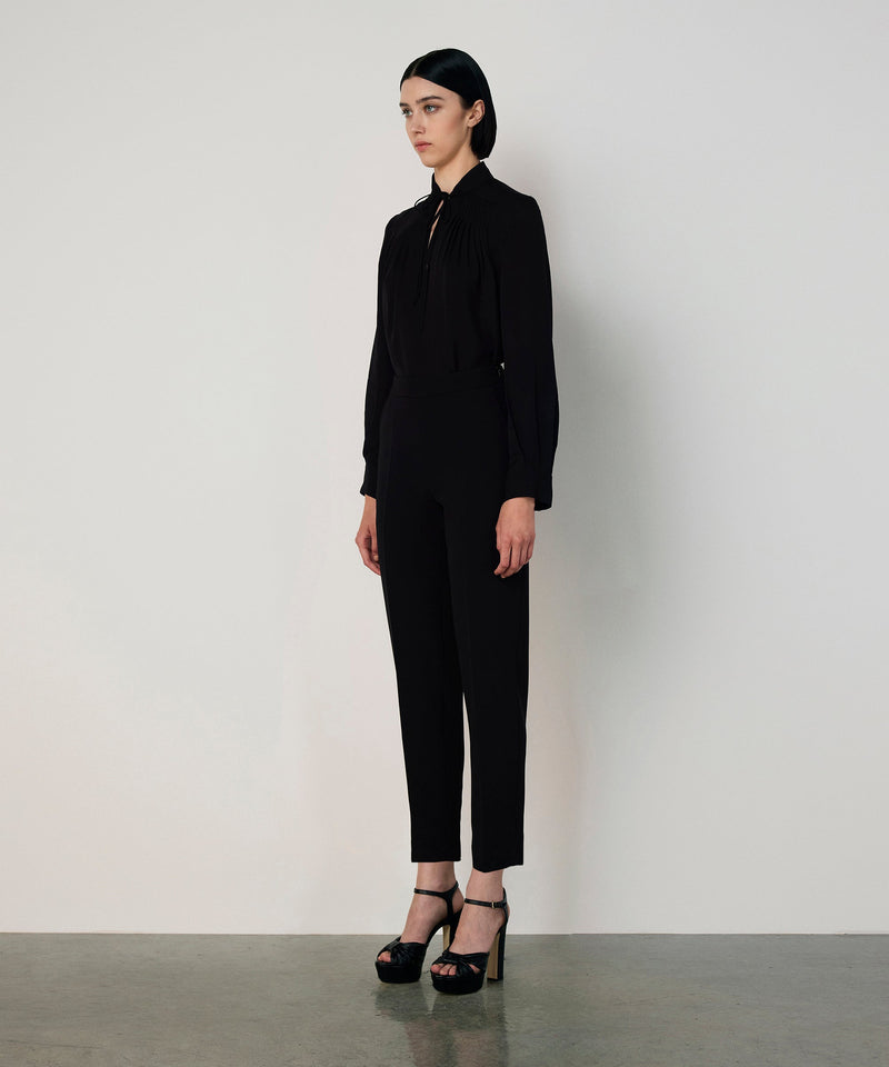 Machka Crepe Cigarette Trousers Black