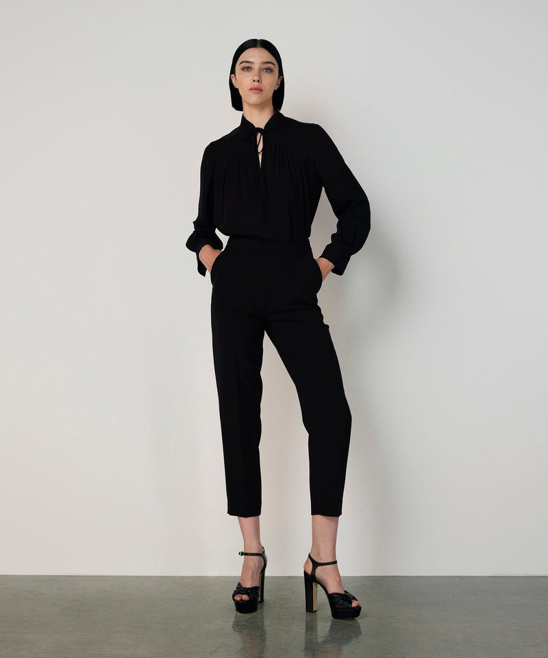 Machka Crepe Cigarette Trousers Black