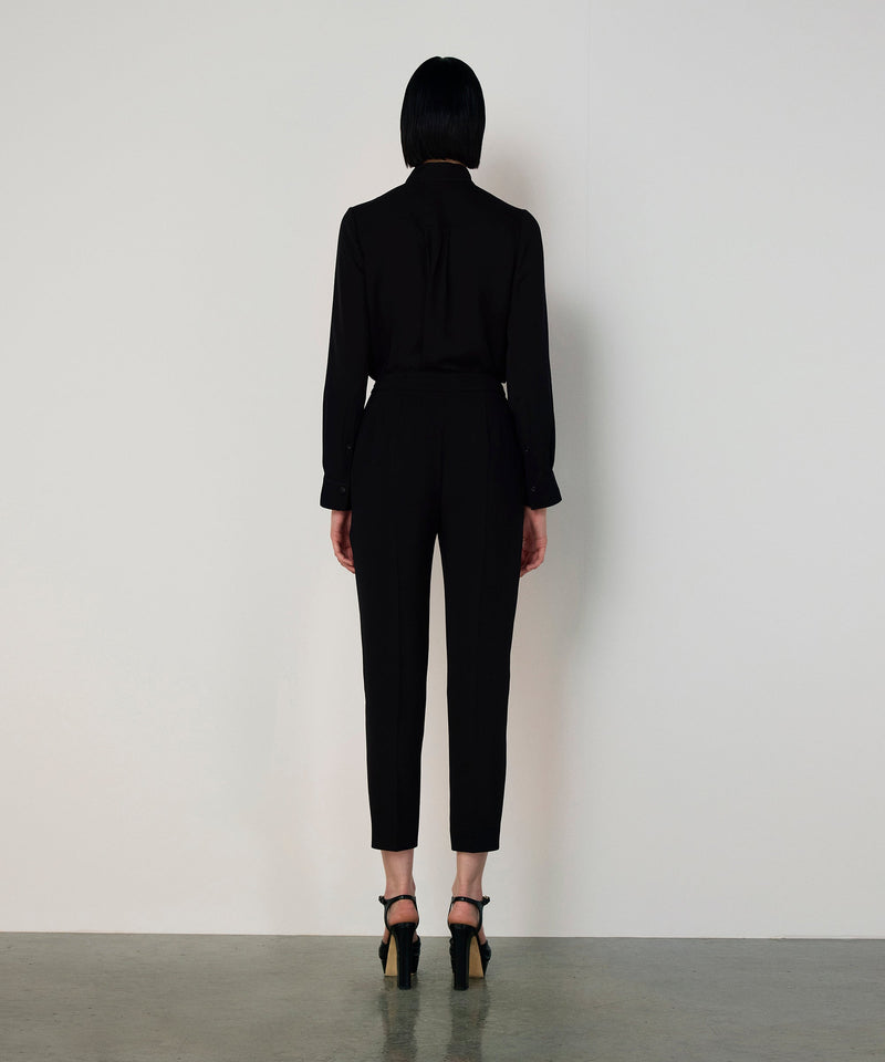 Machka Crepe Cigarette Trousers Black
