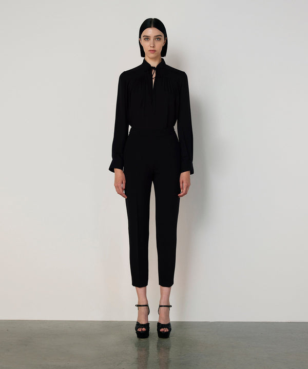 Machka Crepe Cigarette Trousers Black