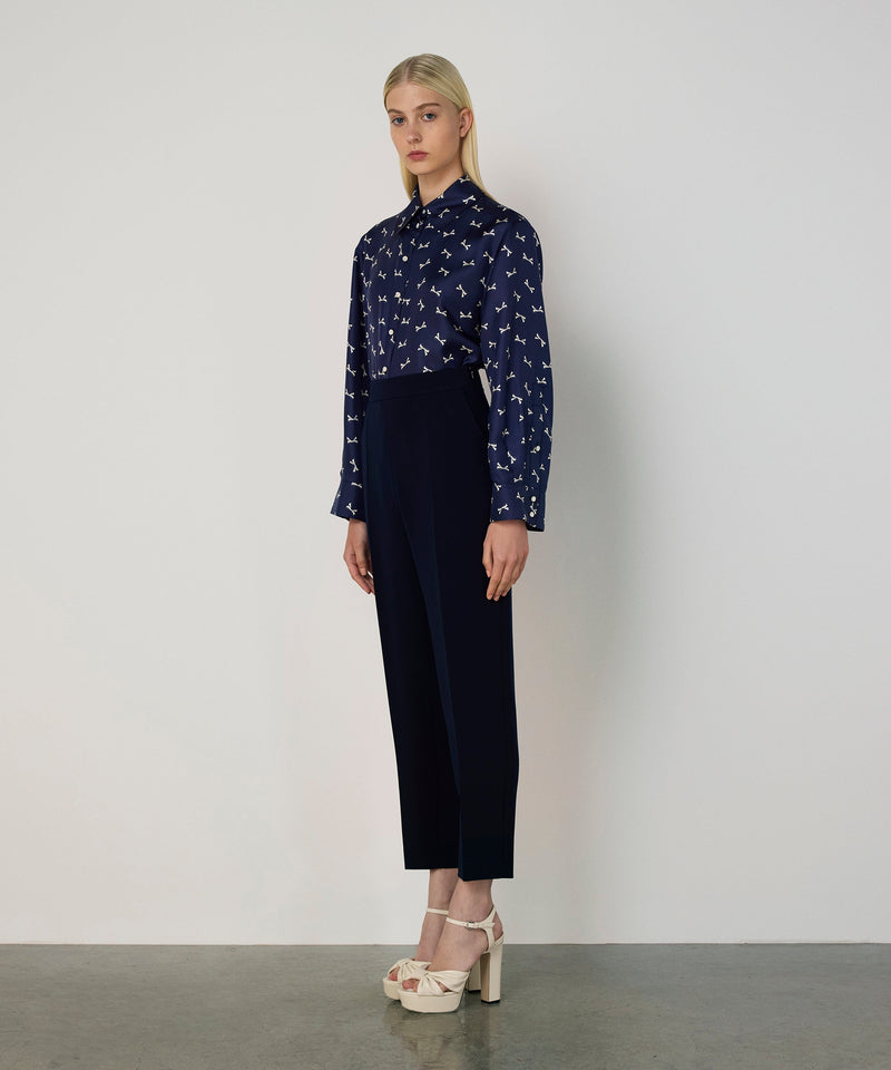 Machka Crepe Cigarette Trousers Navy