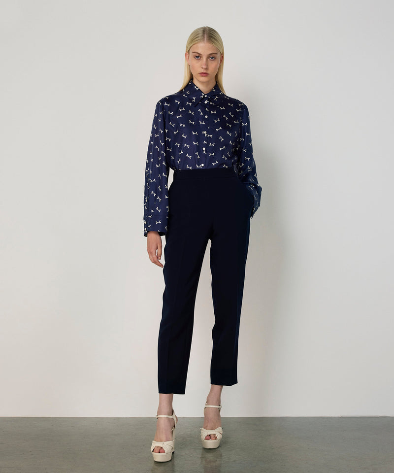 Machka Crepe Cigarette Trousers Navy