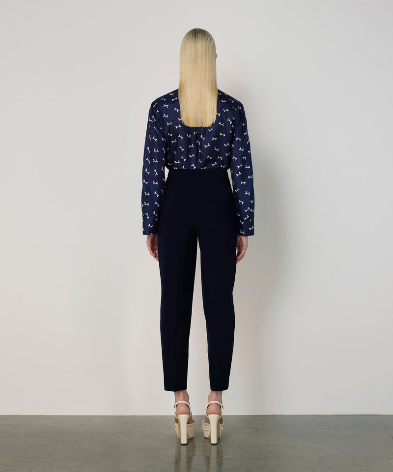Machka Crepe Cigarette Trousers Navy