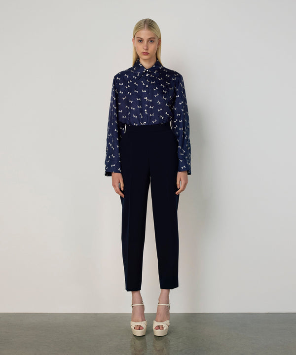 Machka Crepe Cigarette Trousers Navy