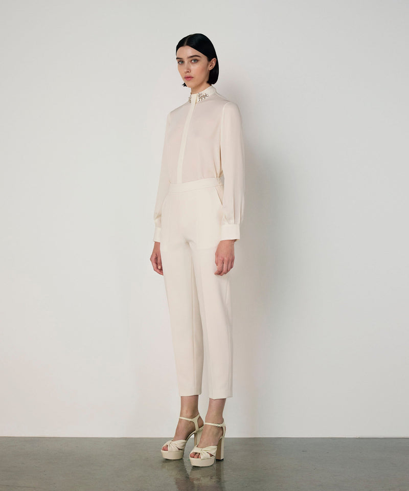 Machka Crepe Trousers With Pockets Ecru