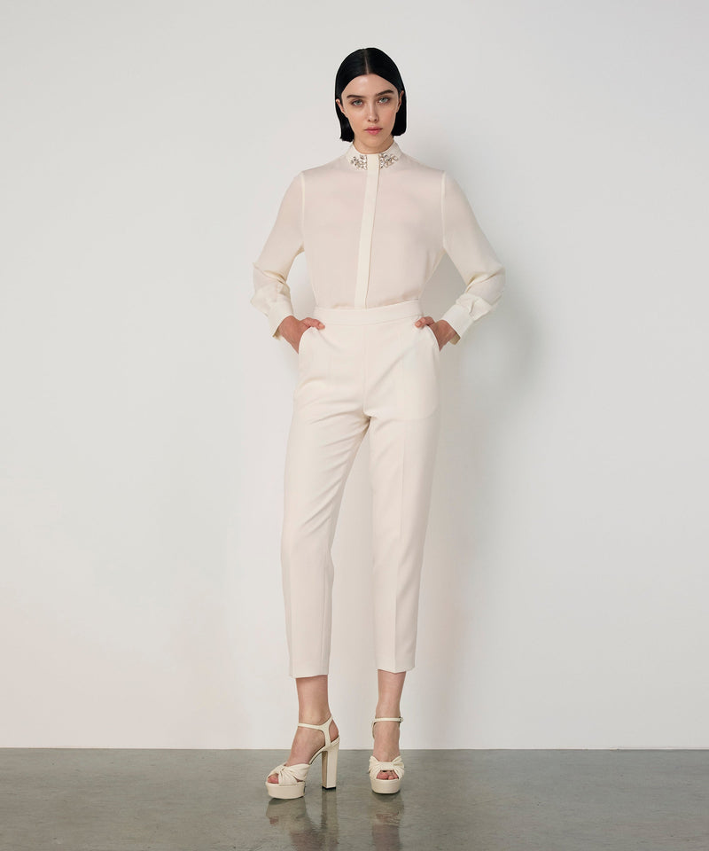 Machka Crepe Trousers With Pockets Ecru