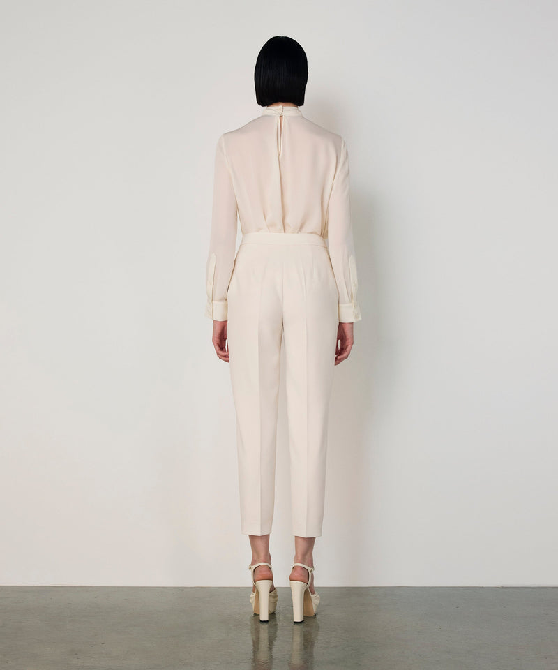 Machka Crepe Trousers With Pockets Ecru