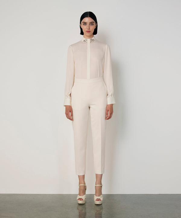 Machka Crepe Trousers With Pockets Ecru