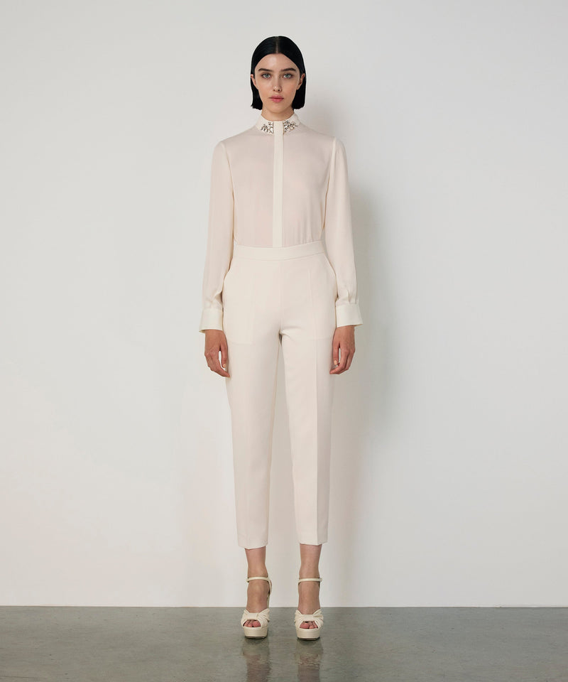 Machka Crepe Trousers With Pockets Ecru