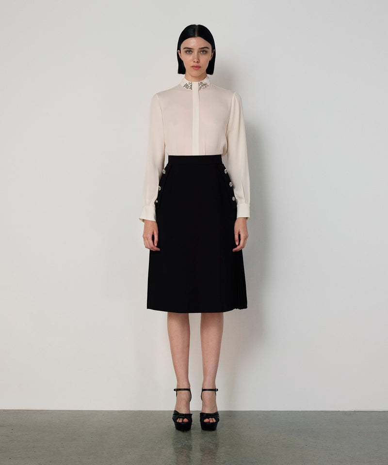 Machka Embellished Pleated Midi Skirt Black