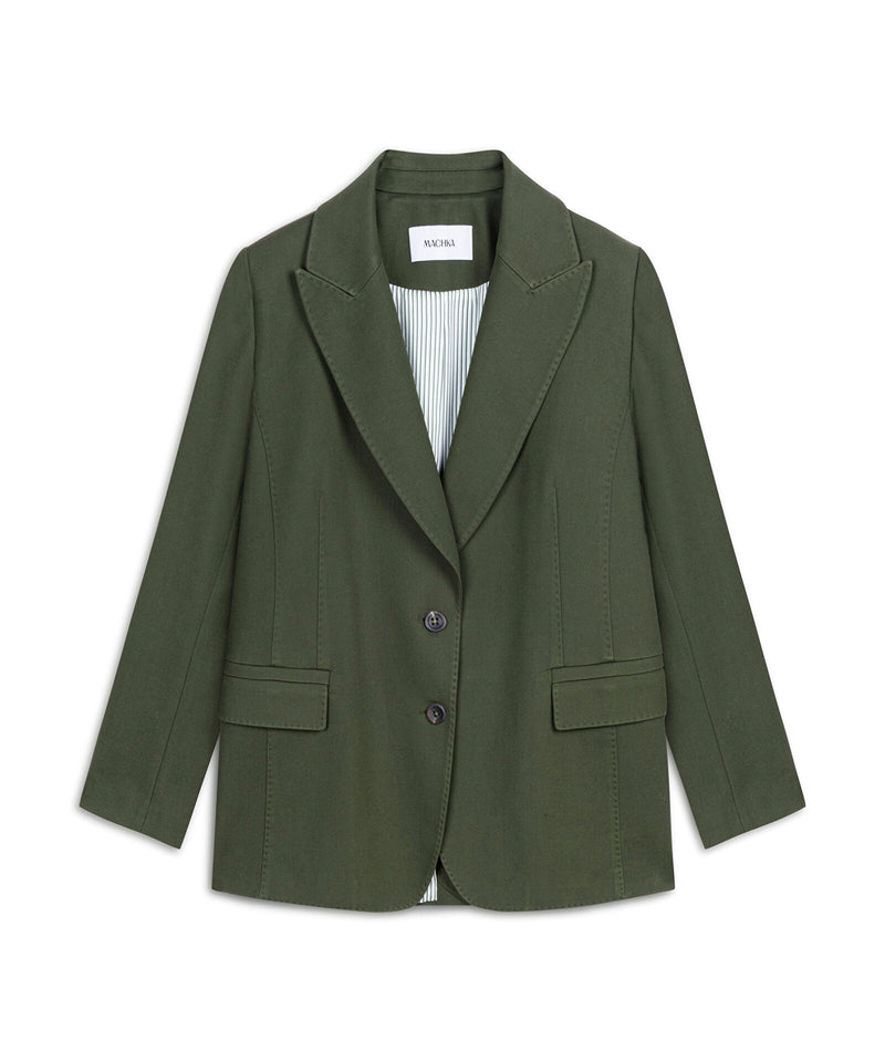 Machka Flap-Pocket Blazer Dark Green