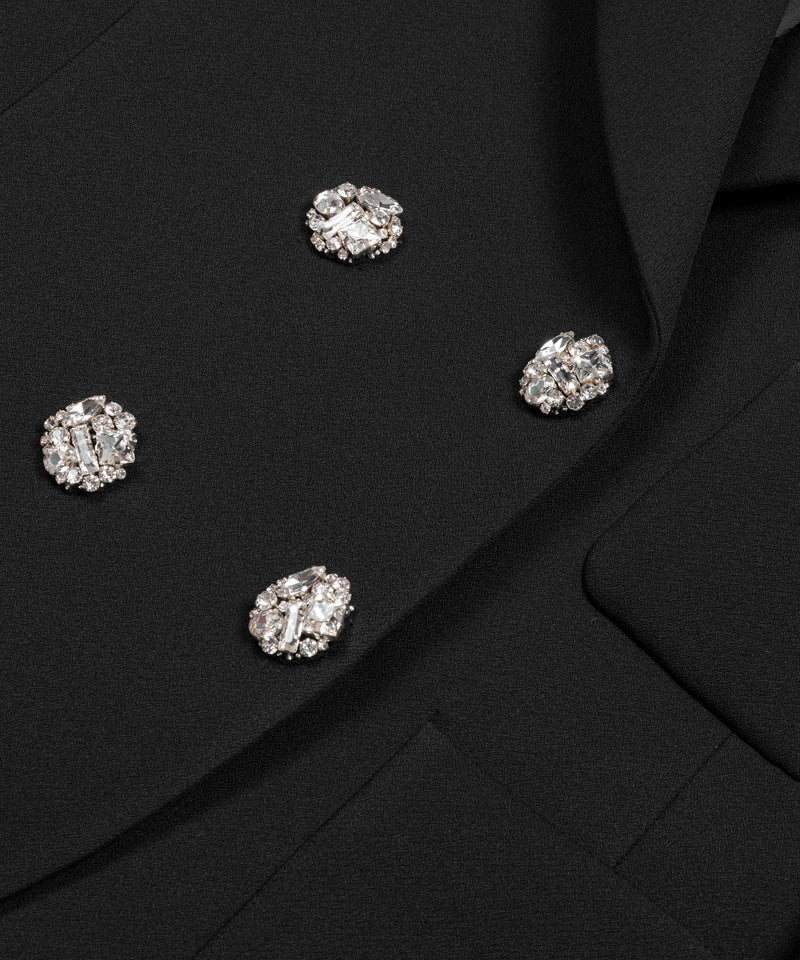 Machka Crystal-Button Double-Breasted Blazer Black