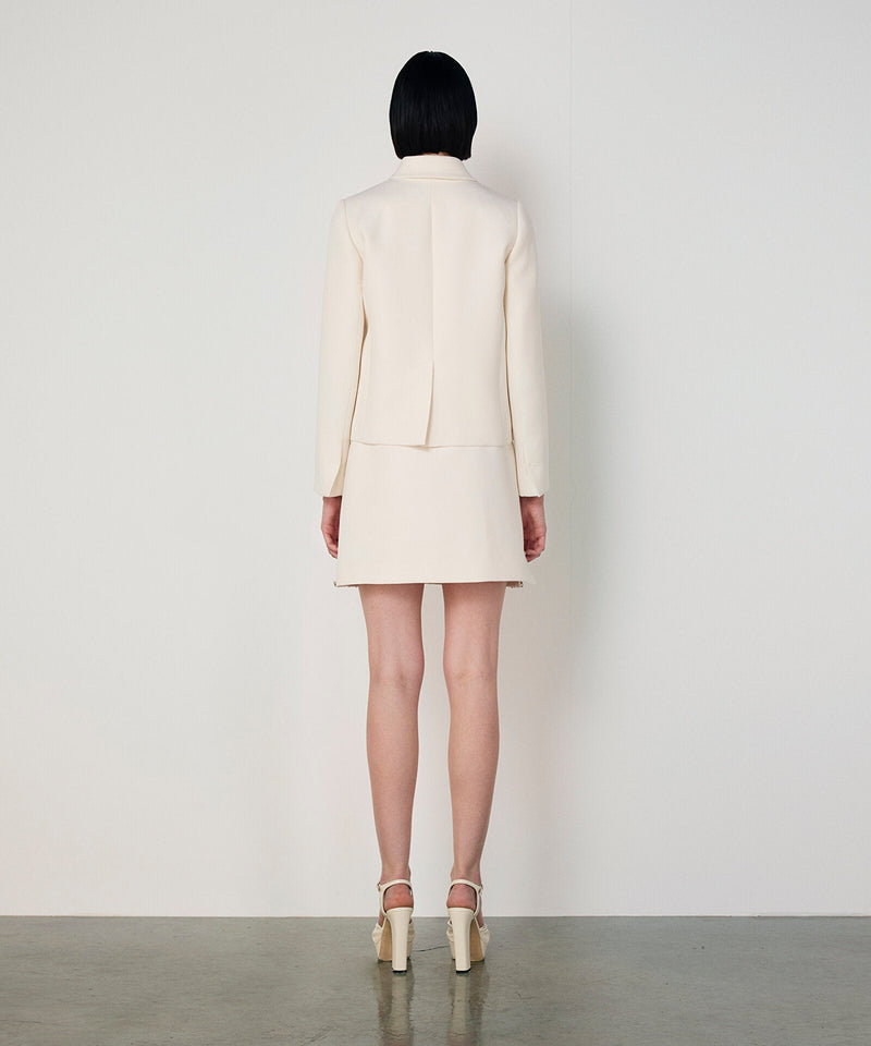 Machka Crystal-Button Double-Breasted Blazer Ecru