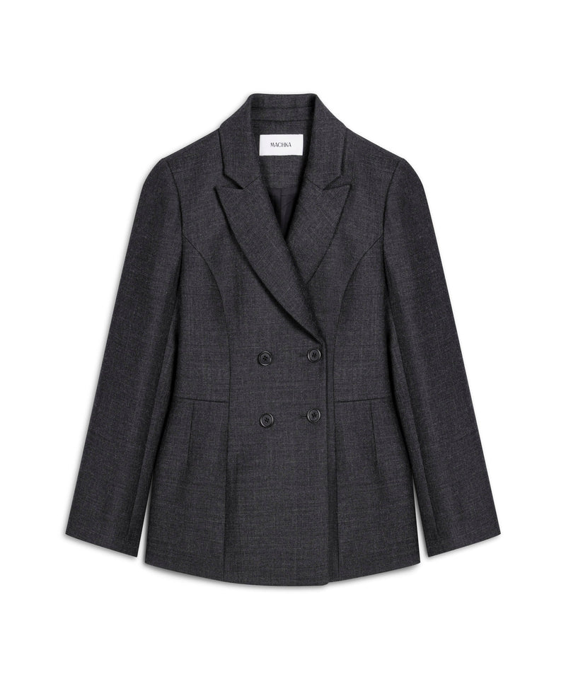 Machka Double-Breasted Wool Blazer Anthracite