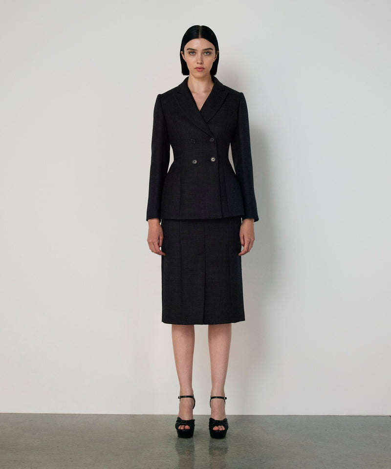 Machka Double-Breasted Wool Blazer Anthracite