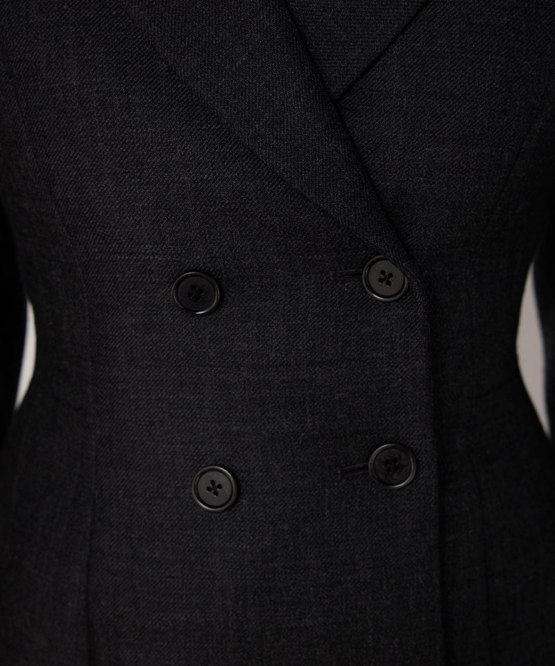 Machka Double-Breasted Wool Blazer Anthracite