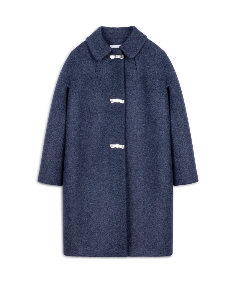 Machka Coat With Metal Bow Buttons Marling Blue