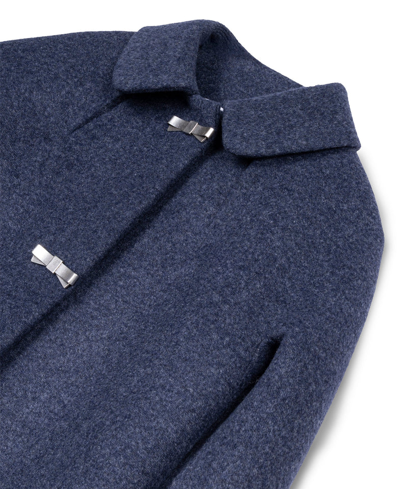 Machka Coat With Metal Bow Buttons Marling Blue