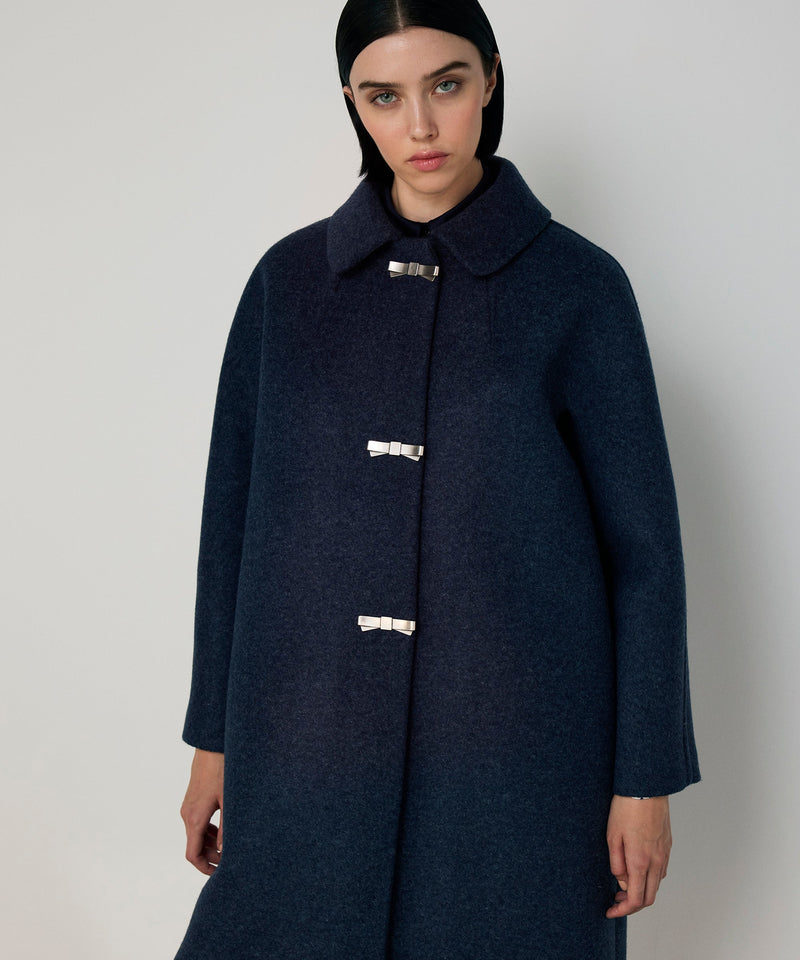 Machka Coat With Metal Bow Buttons Marling Blue