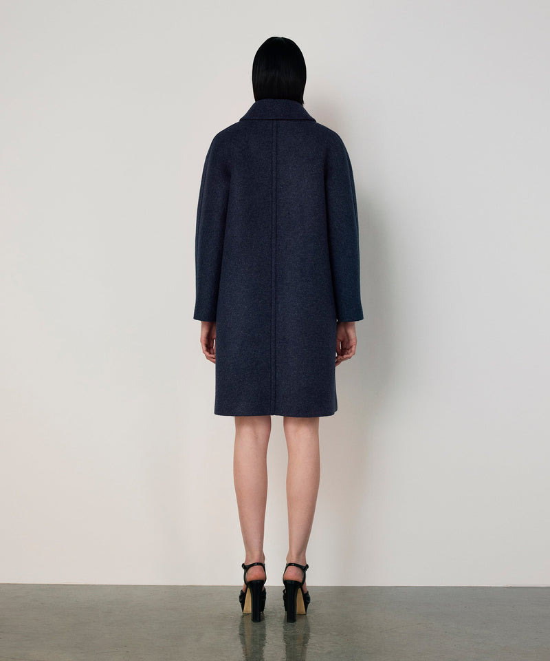 Machka Coat With Metal Bow Buttons Marling Blue