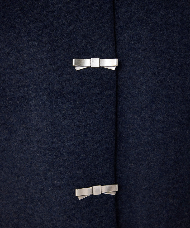 Machka Coat With Metal Bow Buttons Marling Blue