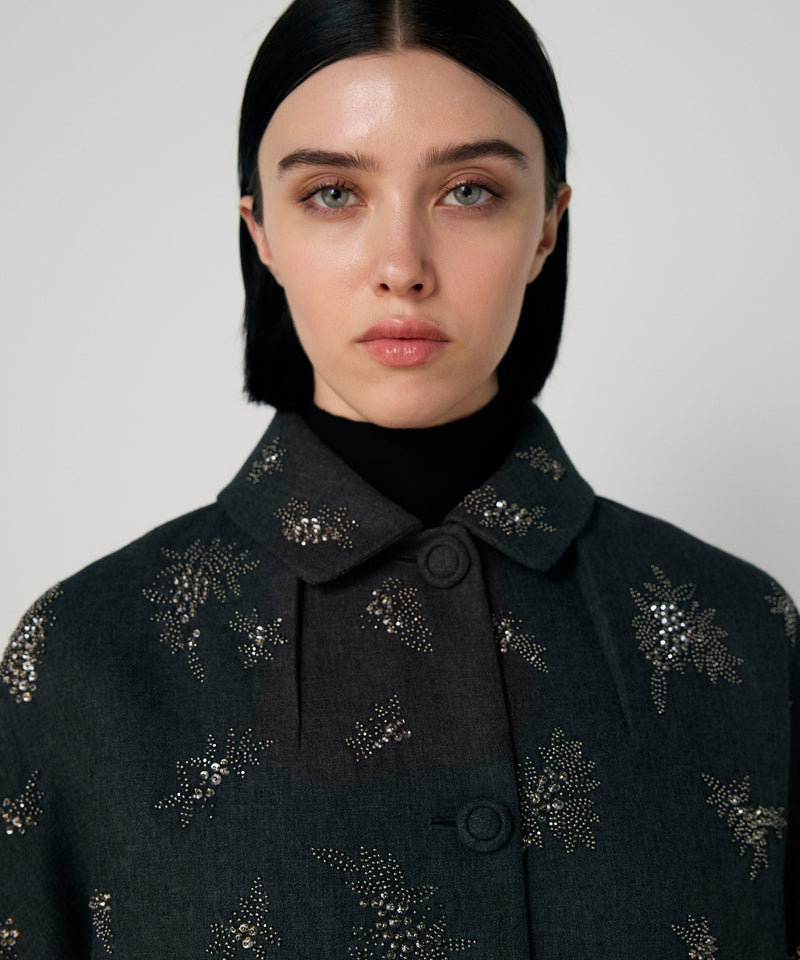 Machka Embellished Trench Coat Anthracite