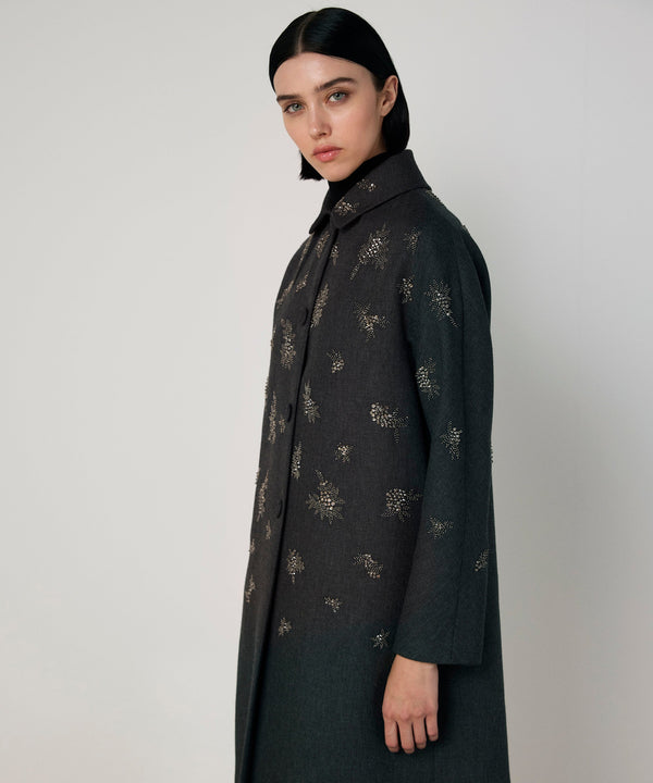 Machka Embellished Trench Coat Anthracite