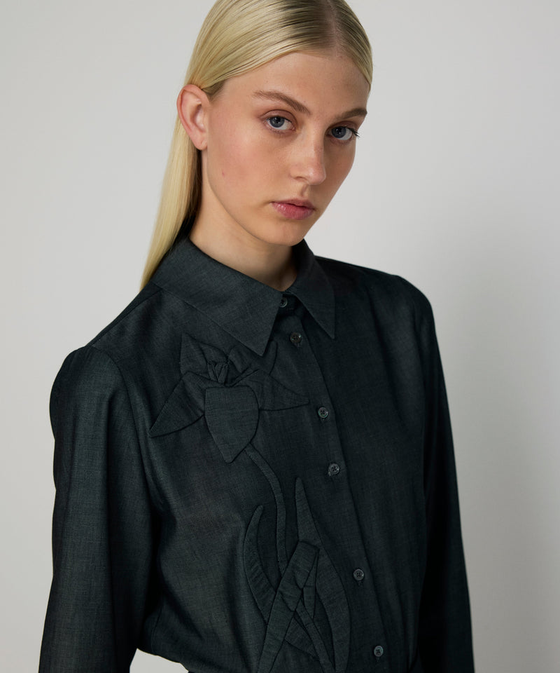 Machka Floral Applique Shirt Anthracite