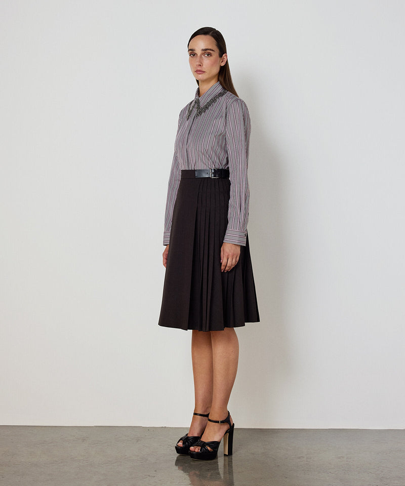 Machka Embellished Poplin Shirt Brown