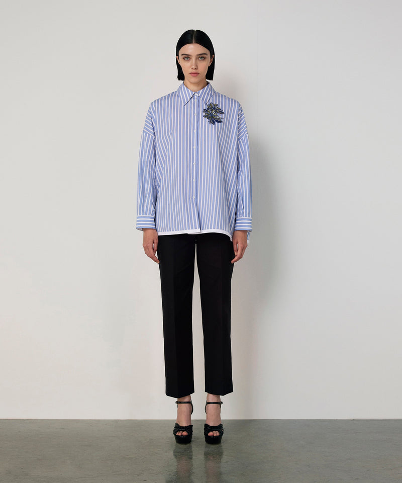Machka Embroidered Stripe Shirt Blue