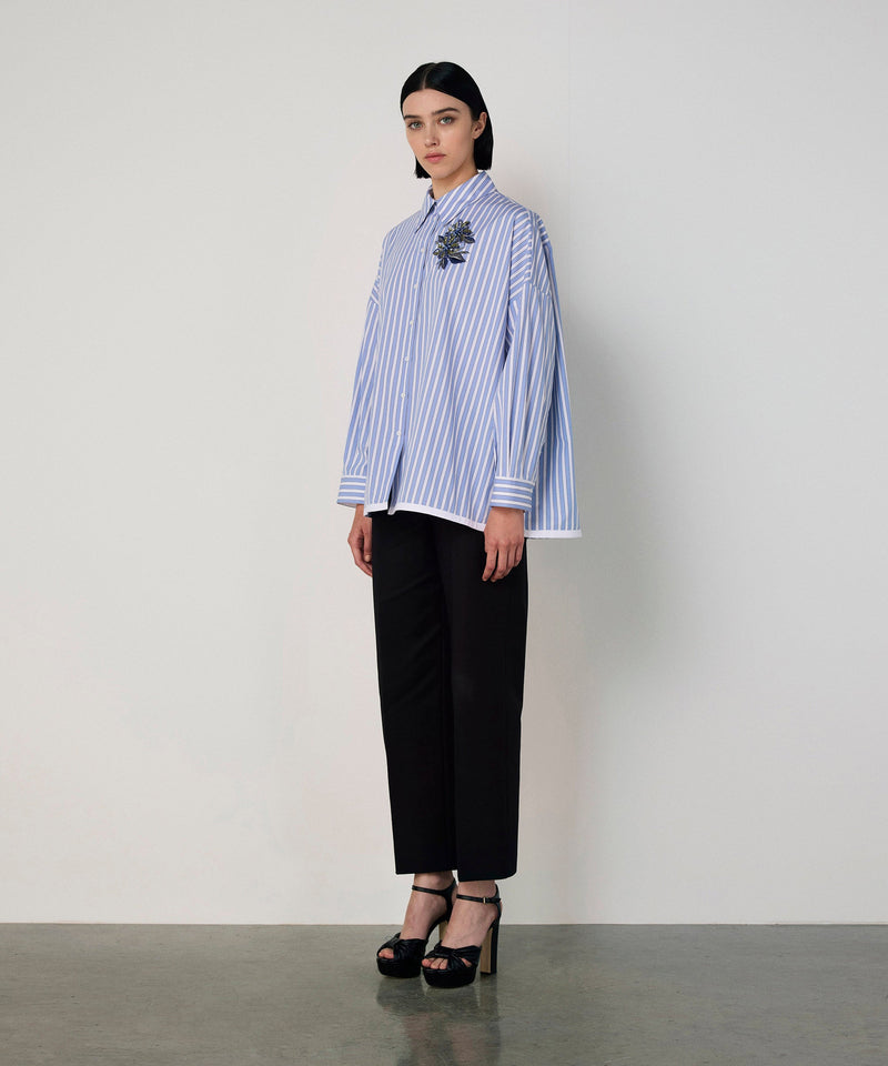 Machka Embroidered Stripe Shirt Blue