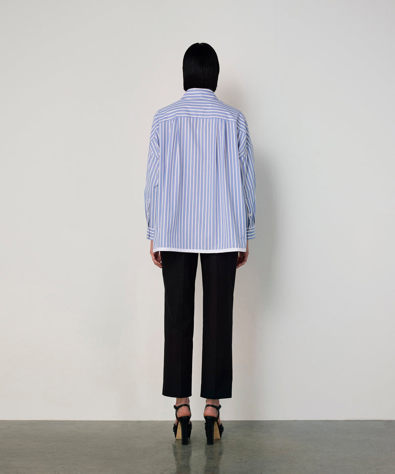 Machka Embroidered Stripe Shirt Blue