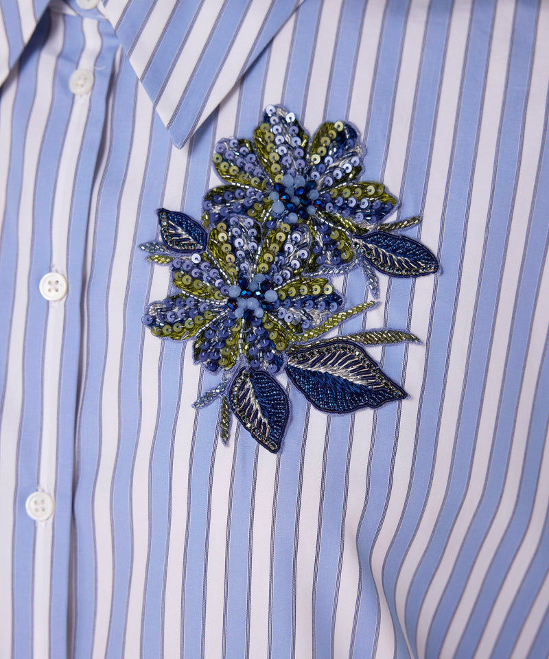 Machka Embroidered Stripe Shirt Blue