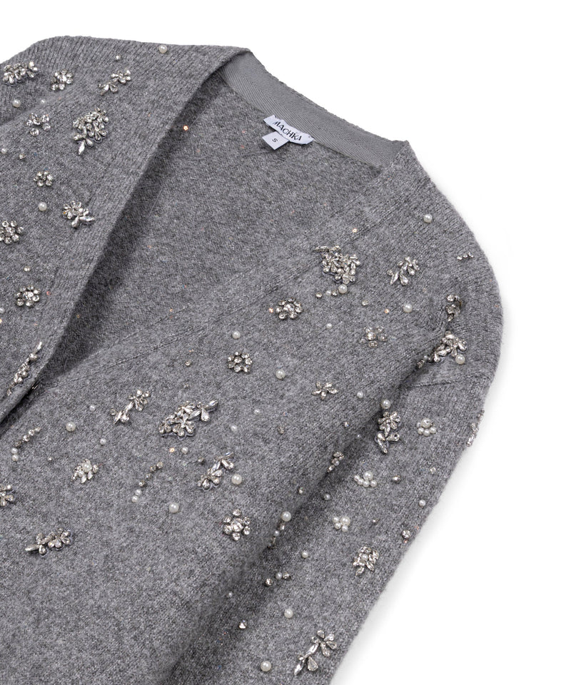 Machka Embellished Oversize Knit Cardigan Grey Melange