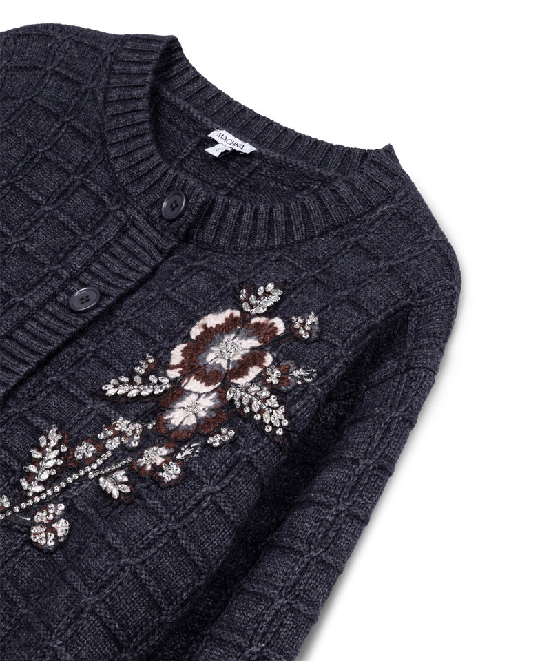 Machka Floral Appliqué Knit Anthracite