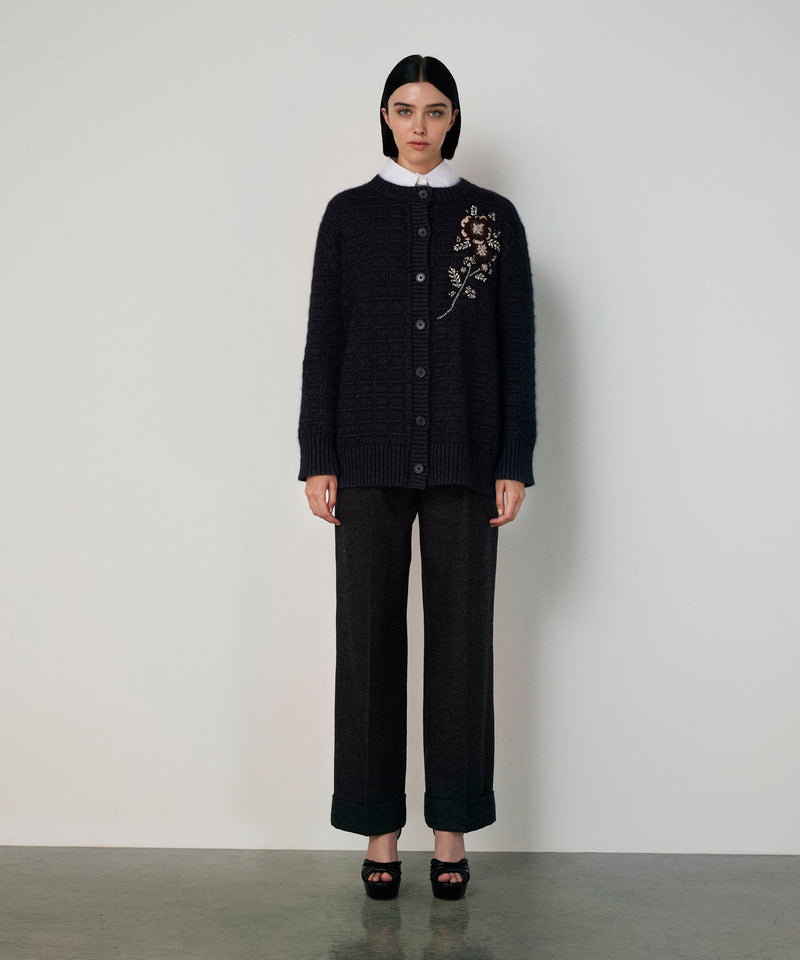 Machka Floral Appliqué Knit Anthracite
