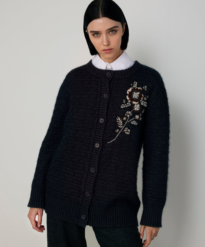 Machka Floral Appliqué Knit Anthracite