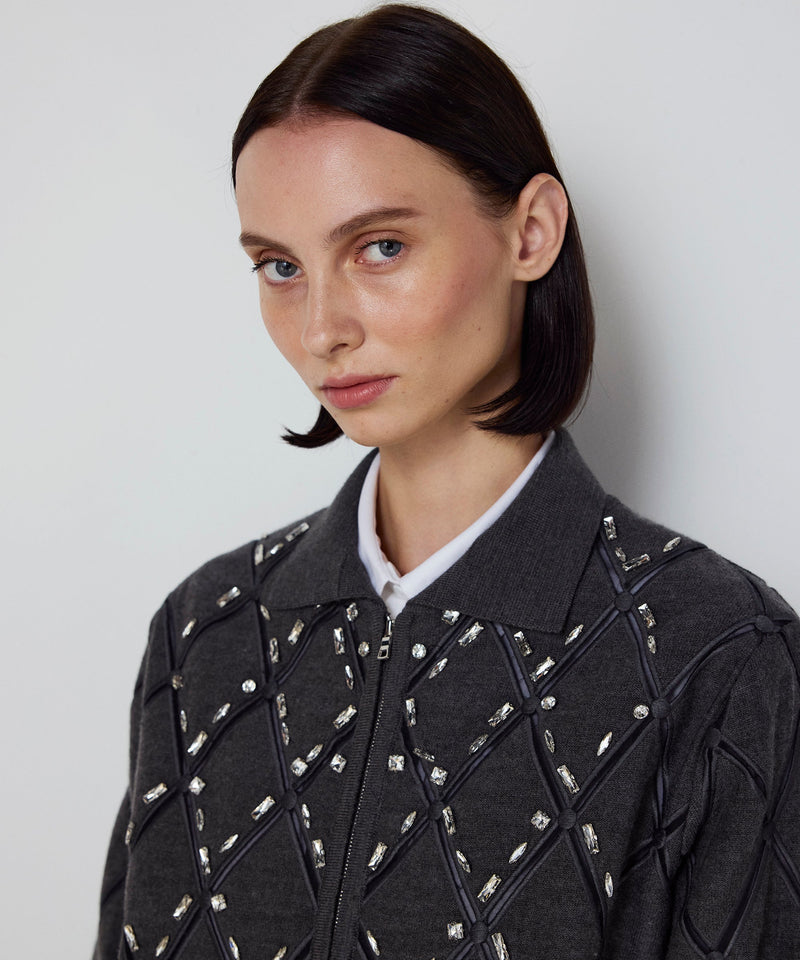 Machka Cutout Knit With Strass Embellishments Anthracite Melange-Grey