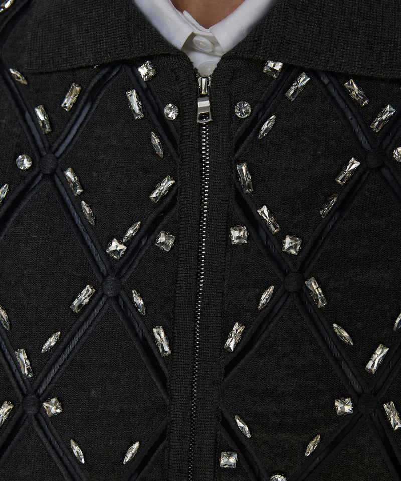 Machka Cutout Knit With Strass Embellishments Anthracite Melange-Grey